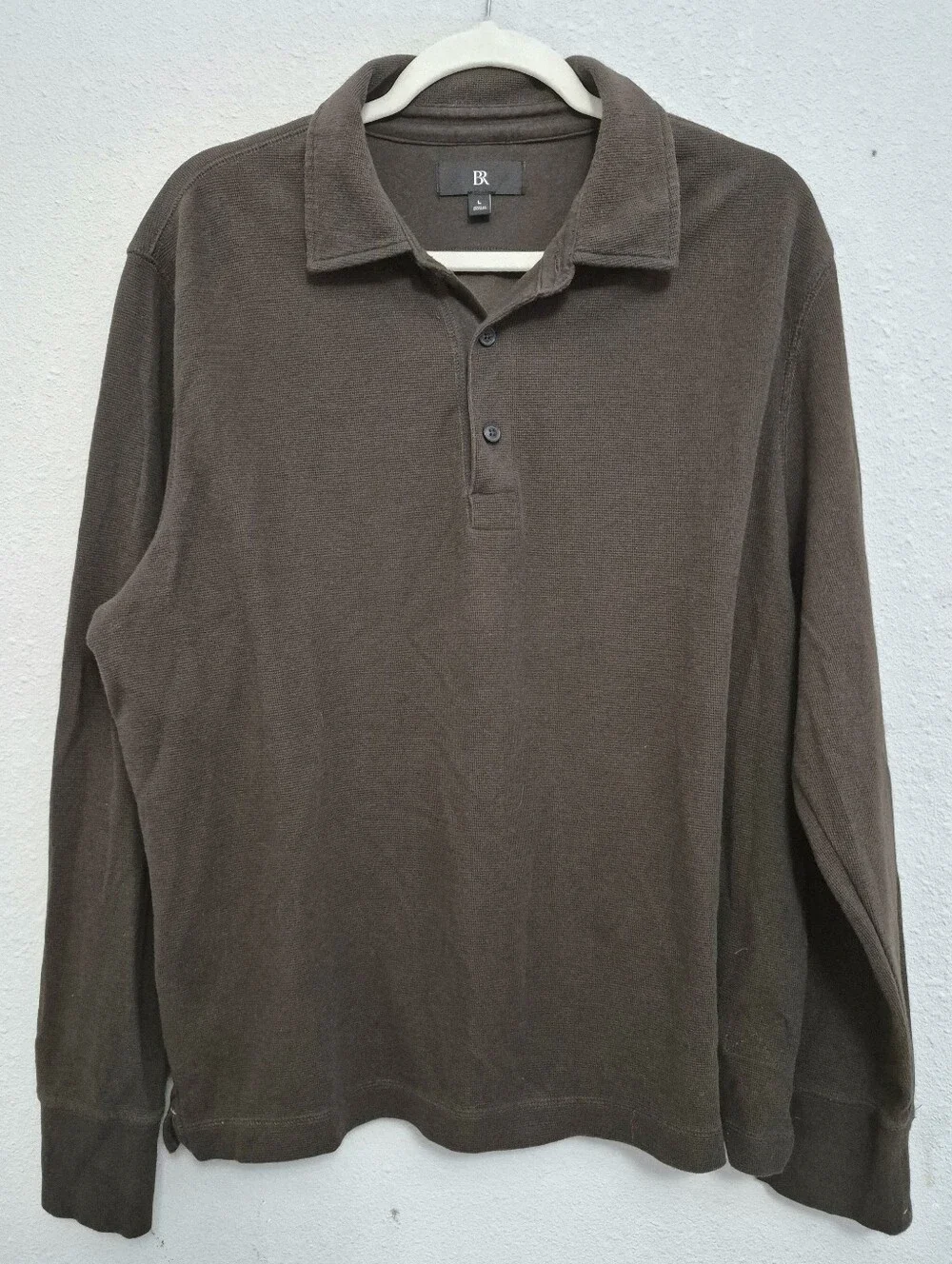 Banana Republic Waffle Long Sleeve Polo Brown Men Large